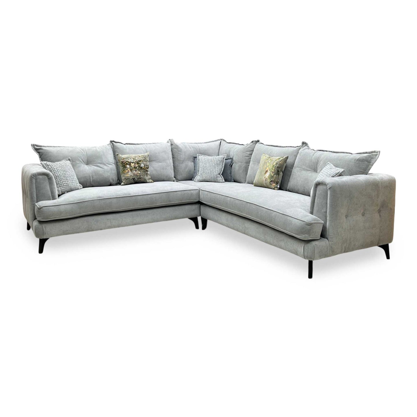 ‘Farrah’ Riga Silver - Zena Silver Dw Fabric Large Corner Sofa