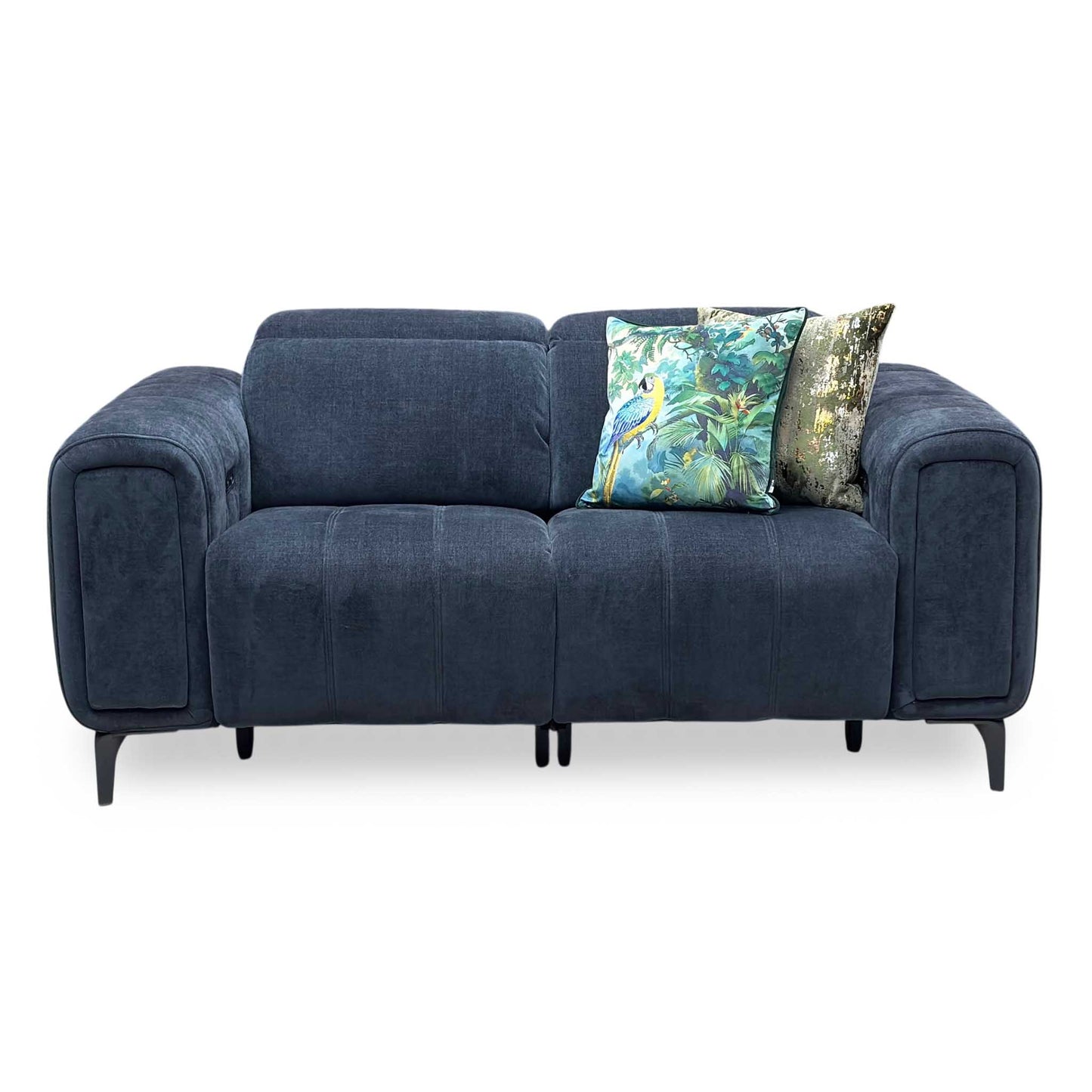 ‘Elphaba’ Manhattan Indigo 58009 Fabric 2 Seater Power Recliner Sofa with Storage Arms Furniture Village