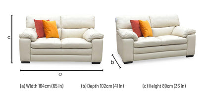 World of Leather ‘Cozee’ Bv-862c Bisque Cream Pure Premium Leather 2 Seater Sofa