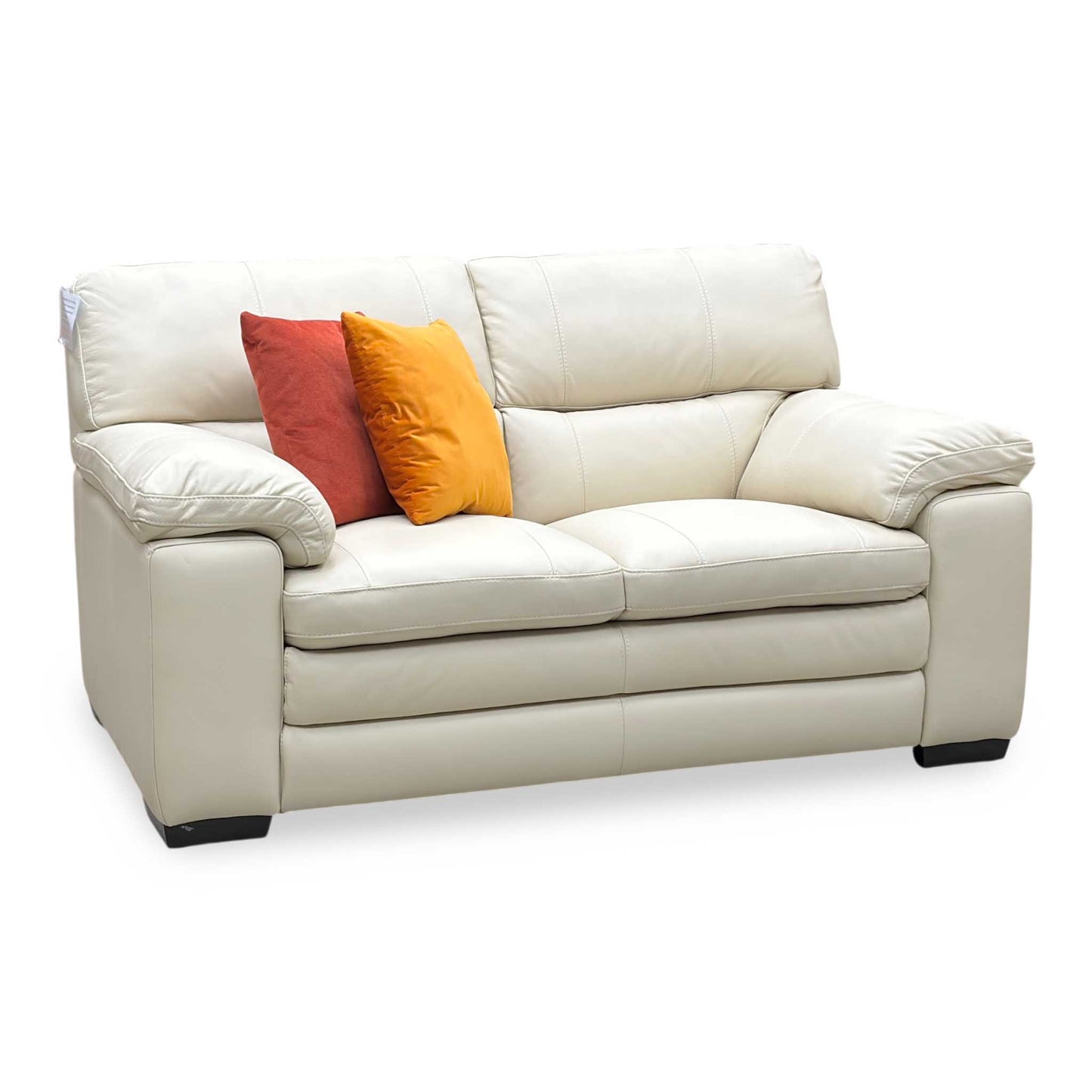 World of Leather ‘Cozee’ Bv-862c Bisque Cream Pure Premium Leather 2 Seater Sofa