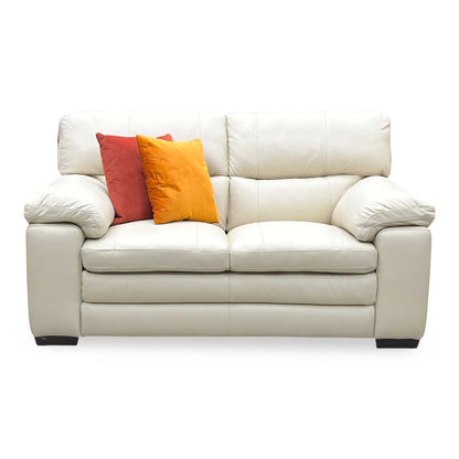 World of Leather ‘Cozee’ Bv-862c Bisque Cream Pure Premium Leather 2 Seater Sofa