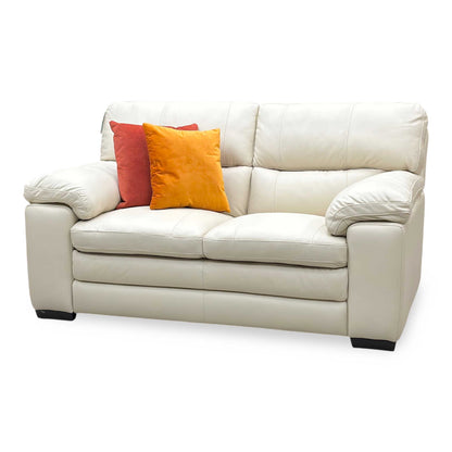 World of Leather ‘Cozee’ Bv-862c Bisque Cream Pure Premium Leather 2 Seater Sofa