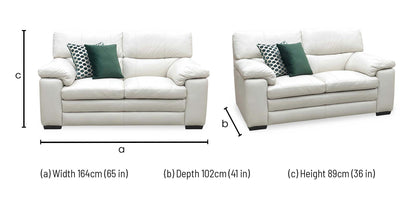 World of Leather 'Cozee' Nw-521e Frost White Pure Premium Leather 2 Seater Sofa