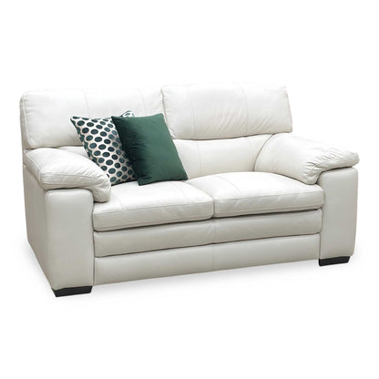 World of Leather 'Cozee' Nw-521e Frost White Pure Premium Leather 2 Seater Sofa