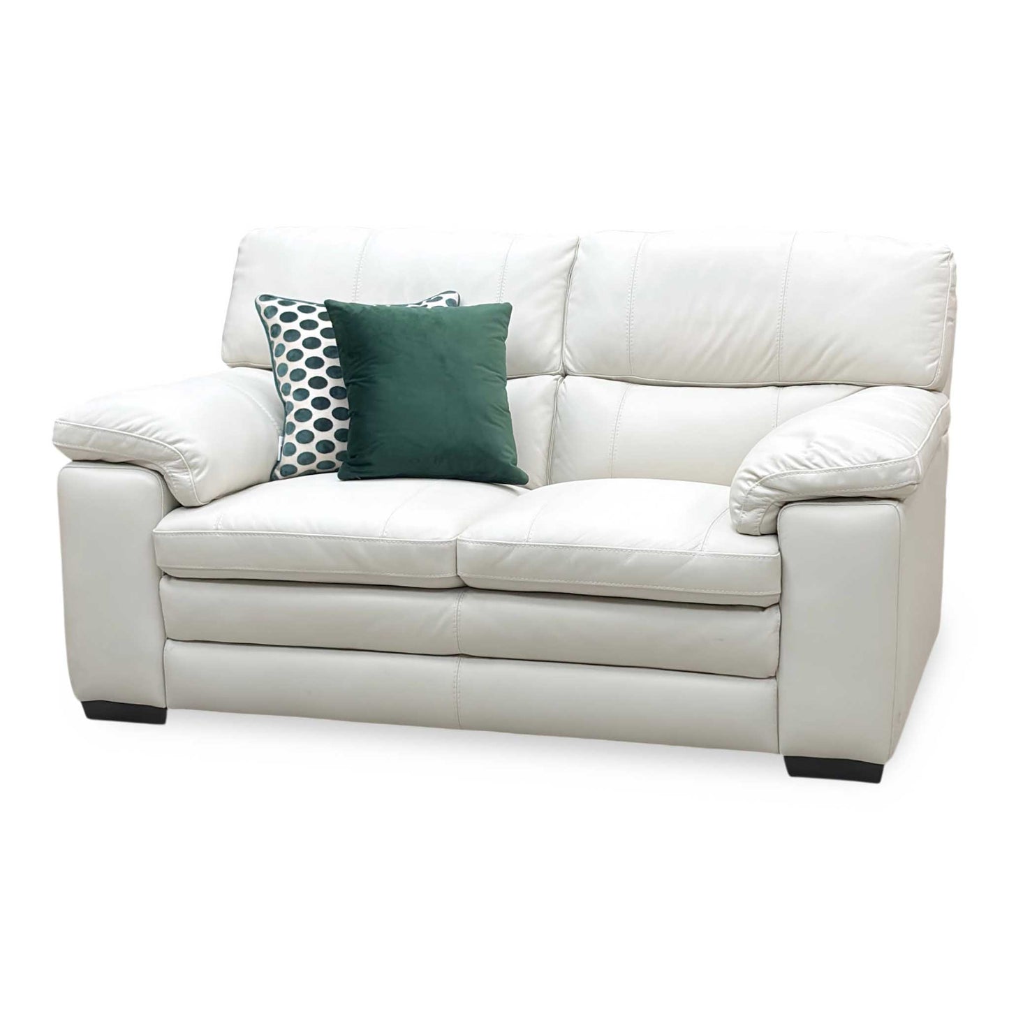 World of Leather 'Cozee' Nw-521e Frost White Pure Premium Leather 2 Seater Sofa