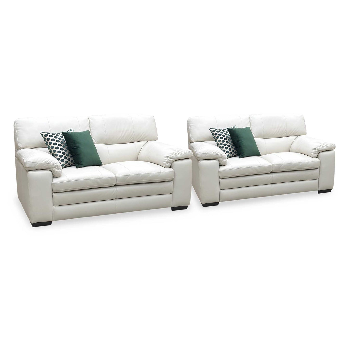 World of Leather 'Cozee' Nw-521e Frost White Pure Premium Leather 2 + 2  Seater Sofa Set Furniture Village