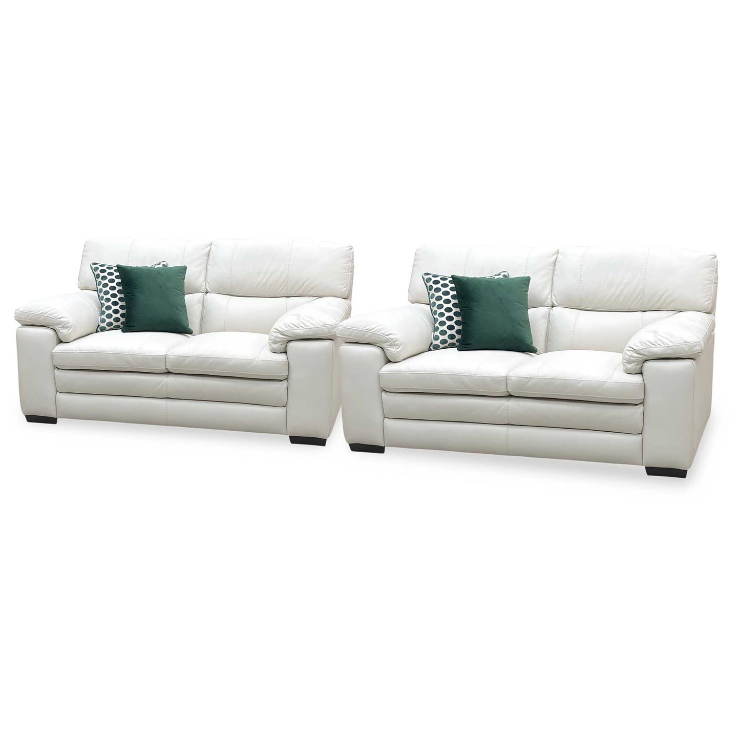World of Leather 'Cozee' Nw-521e Frost White Pure Premium Leather 2 + 2  Seater Sofa Set Furniture Village