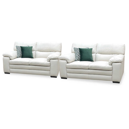 World of Leather 'Cozee' Nw-521e Frost White Pure Premium Leather 2 + 2  Seater Sofa Set Furniture Village