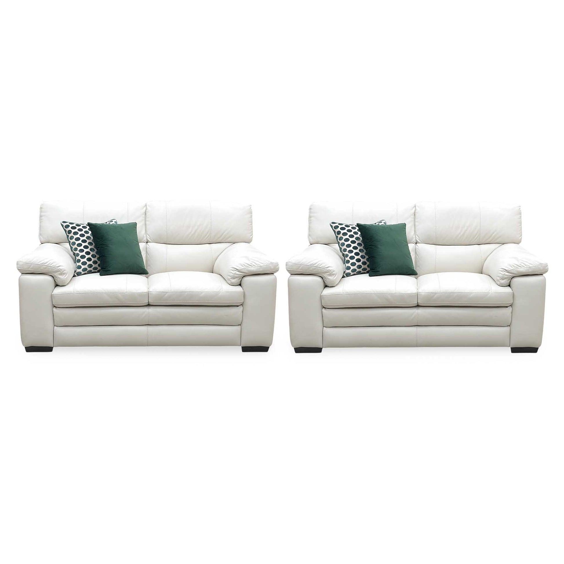 World of Leather 'Cozee' Nw-521e Frost White Pure Premium Leather 2 + 2  Seater Sofa Set Furniture Village