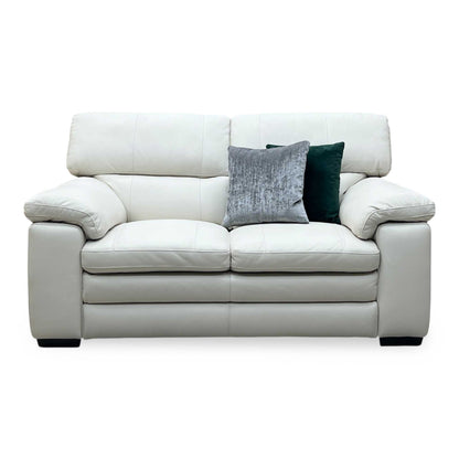 World of Leather 'Cozee' Nw-521e Frost White Pure Premium Leather 2 Seater Sofa