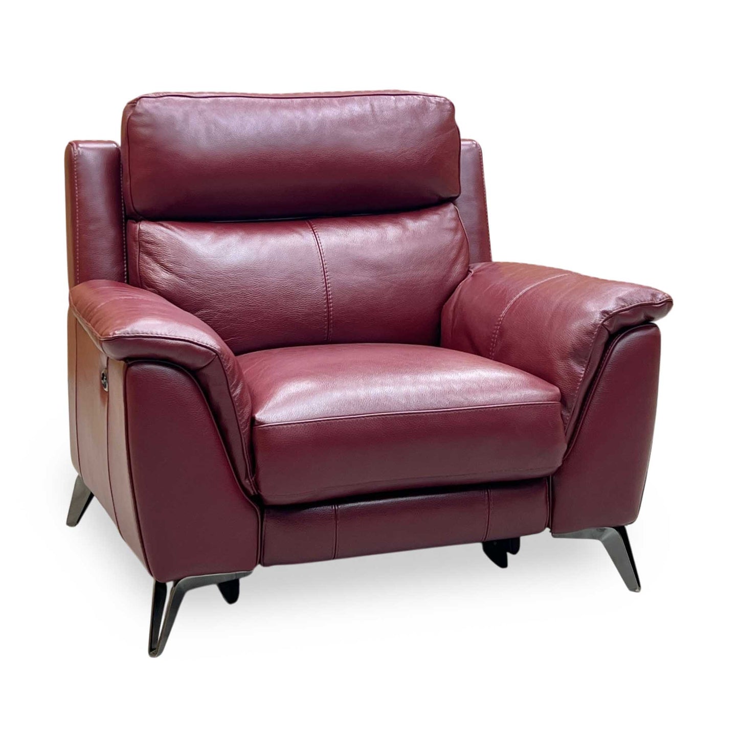 ‘Contempo’ Burgundy Red Leather Power Recliner Chair