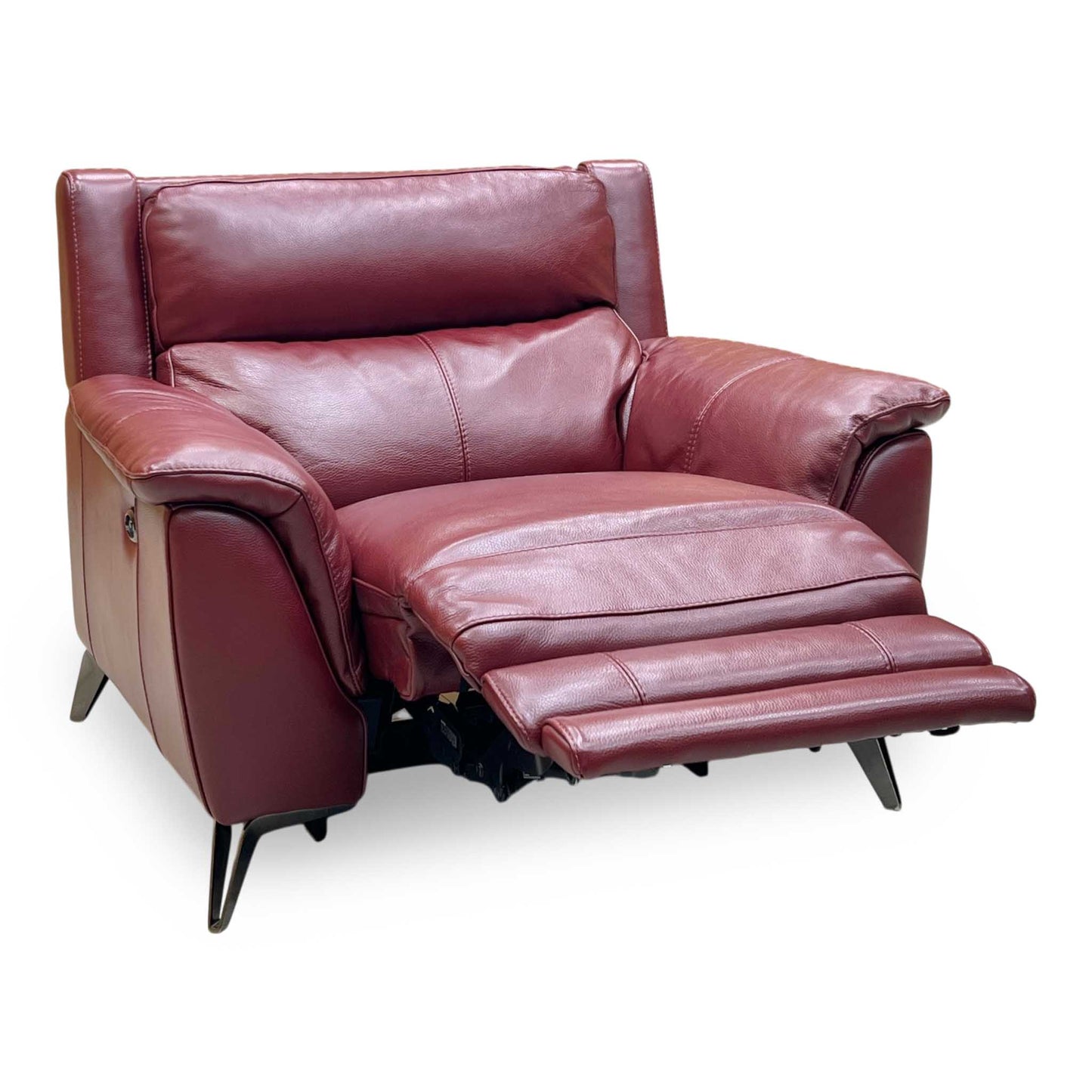 ‘Contempo’ Burgundy Red Leather Power Recliner Chair