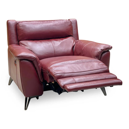‘Contempo’ Burgundy Red Leather Power Recliner Chair