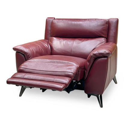 ‘Contempo’ Burgundy Red Leather Power Recliner Chair