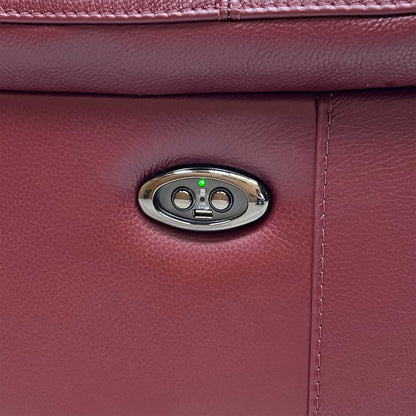 Close-up view focusing on the smooth electronic control switch panels mounted seamlessly on the outer side borders, displaying integrated power reclining adjustment buttons and built-in USB charging ports.