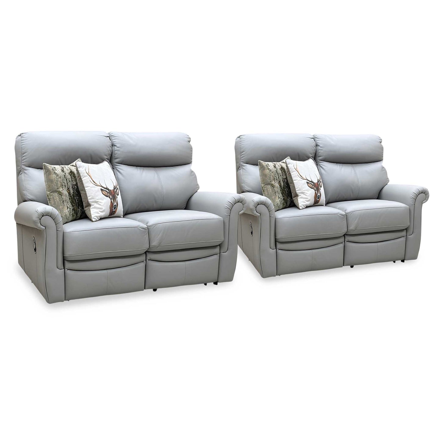 G Plan ‘Avon’ L842 Cambridge Grey Leather 2 + 2 Seater Manual Recliner Sofa Set Furniture Village