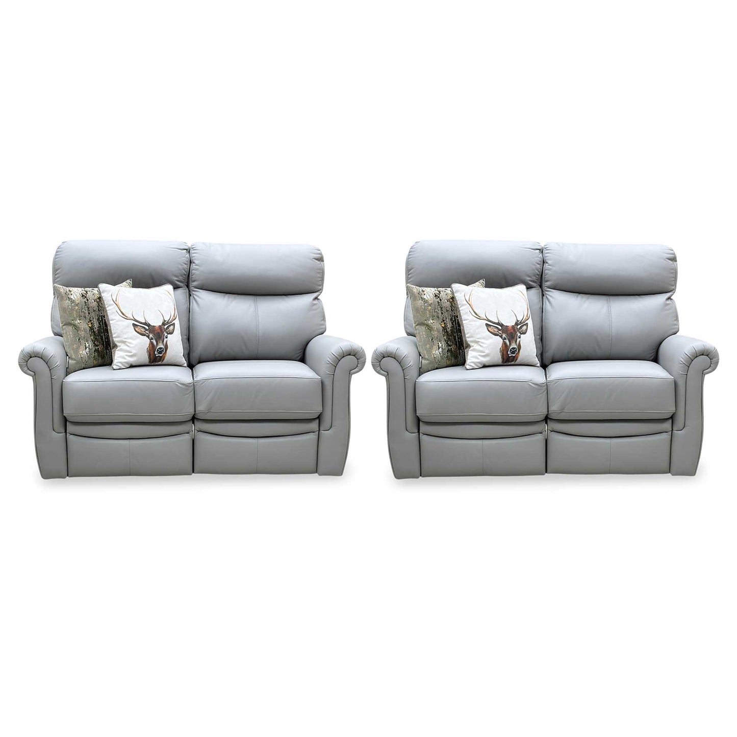 G Plan ‘Avon’ L842 Cambridge Grey Leather 2 + 2 Seater Manual Recliner Sofa Set Furniture Village