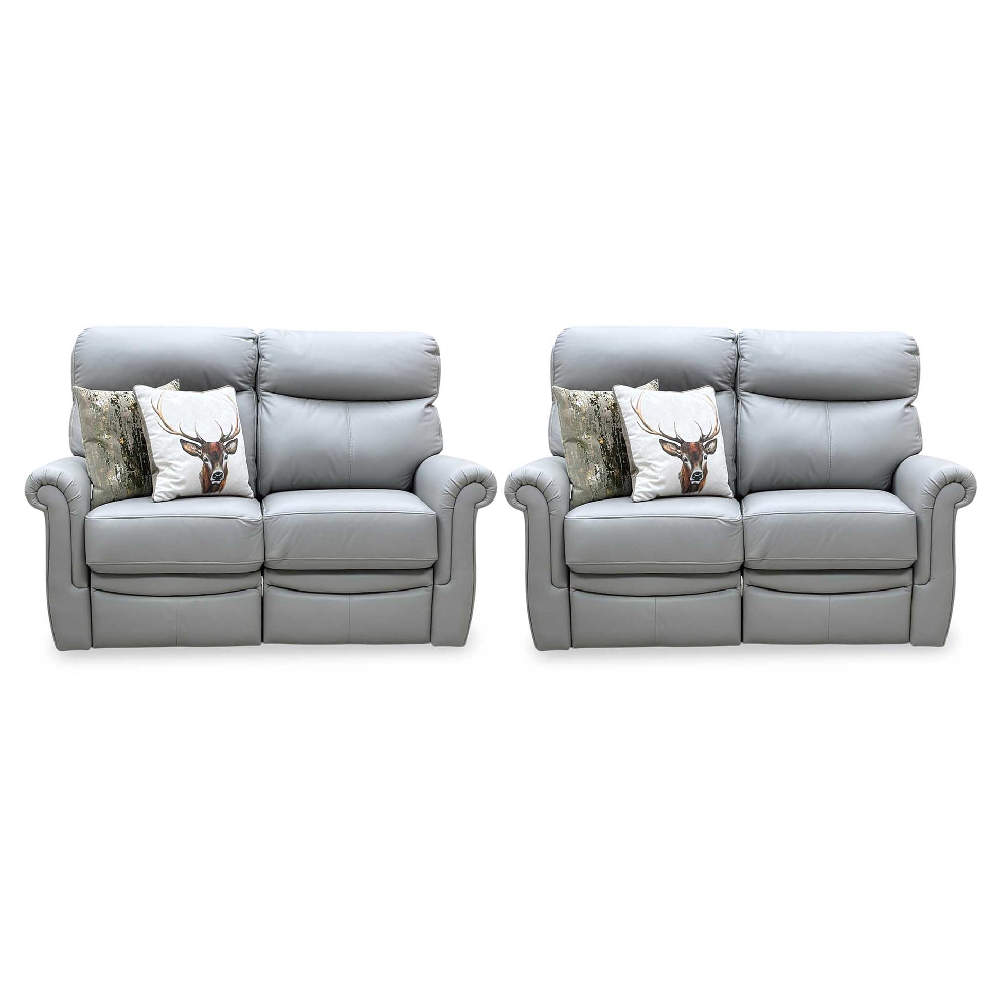 G Plan ‘Avon’ L842 Cambridge Grey Leather 2 + 2 Seater Manual Recliner Sofa Set Furniture Village