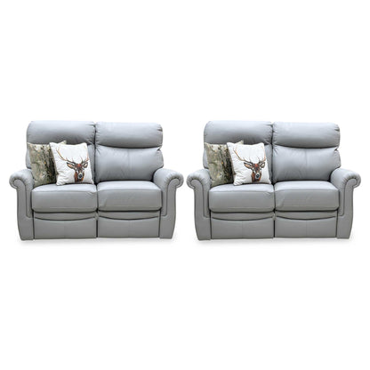 G Plan ‘Avon’ L842 Cambridge Grey Leather 2 + 2 Seater Manual Recliner Sofa Set Furniture Village