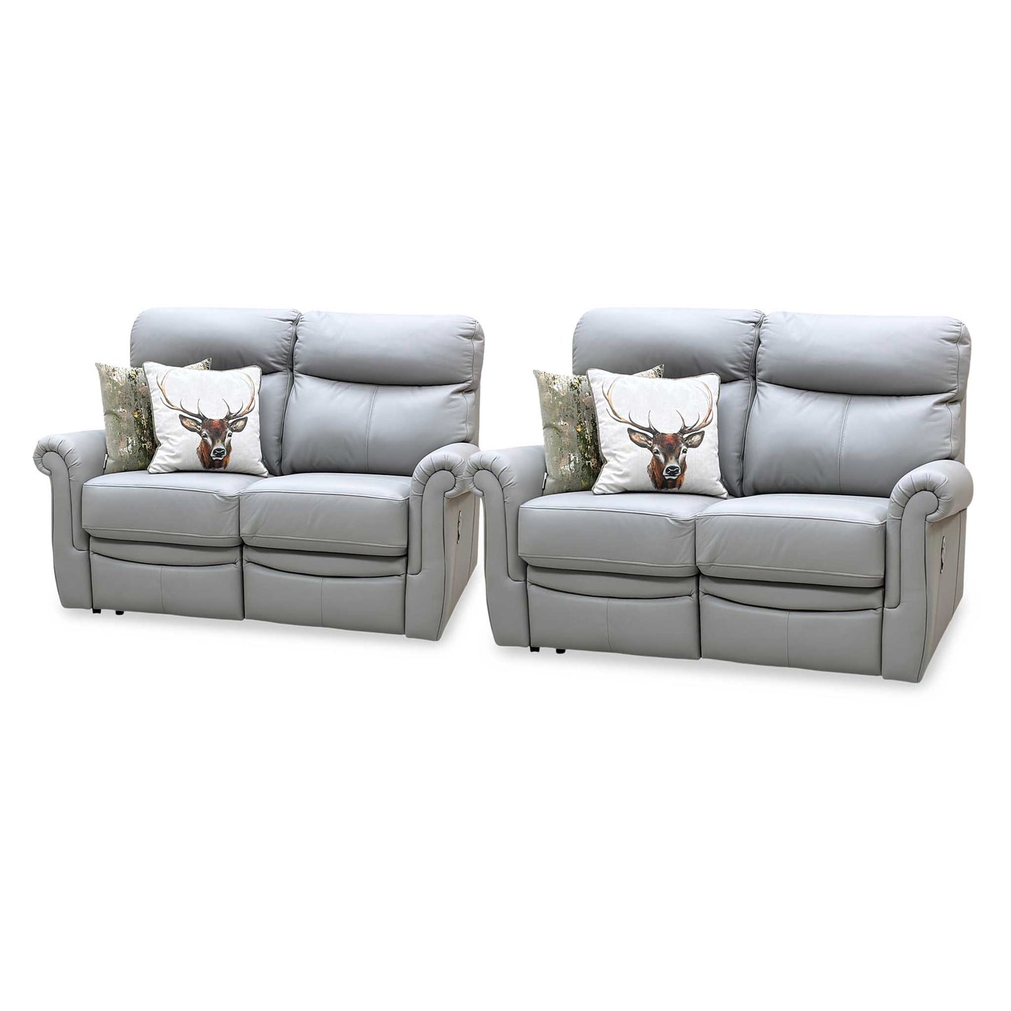 G Plan ‘Avon’ L842 Cambridge Grey Leather 2 + 2 Seater Manual Recliner Sofa Set Furniture Village