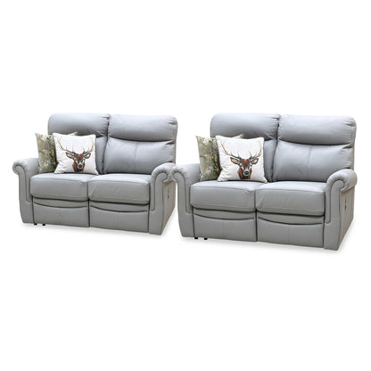 G Plan ‘Avon’ L842 Cambridge Grey Leather 2 + 2 Seater Manual Recliner Sofa Set Furniture Village
