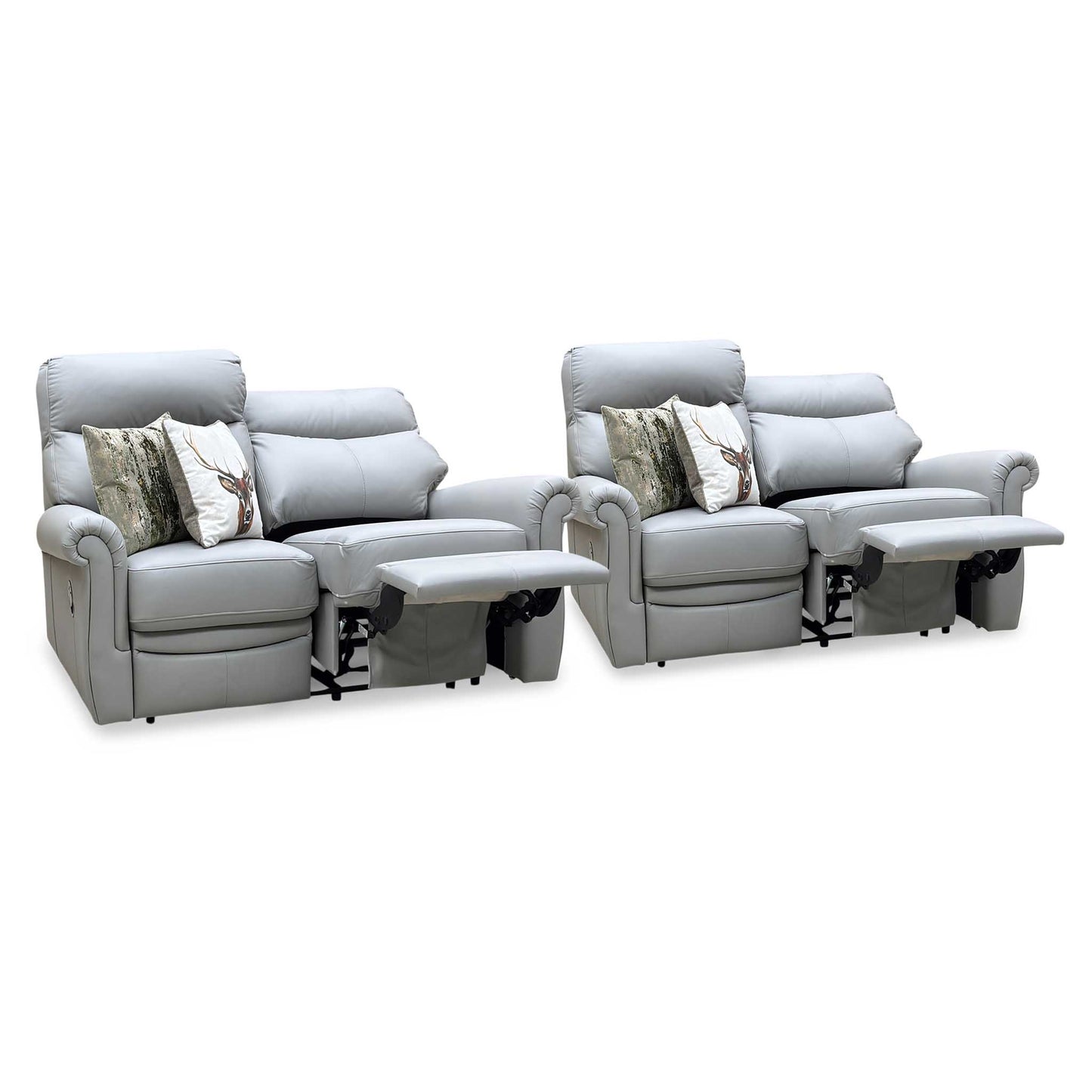 G Plan ‘Avon’ L842 Cambridge Grey Leather 2 + 2 Seater Manual Recliner Sofa Set Furniture Village