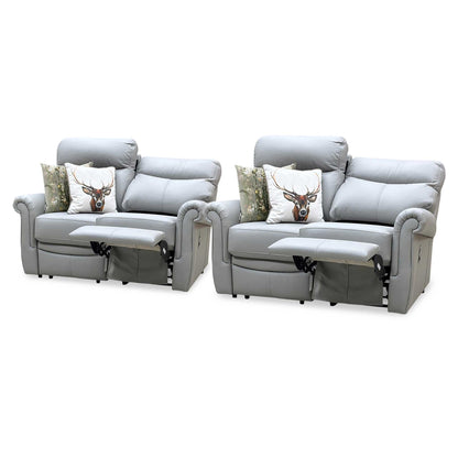 G Plan ‘Avon’ L842 Cambridge Grey Leather 2 + 2 Seater Manual Recliner Sofa Set Furniture Village