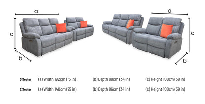‘Brystol’ Dark Grey Woven Fabric Set 3 + 2 Seater Power Recliner with Drop Down Cup Holder Sofa Set – view 12