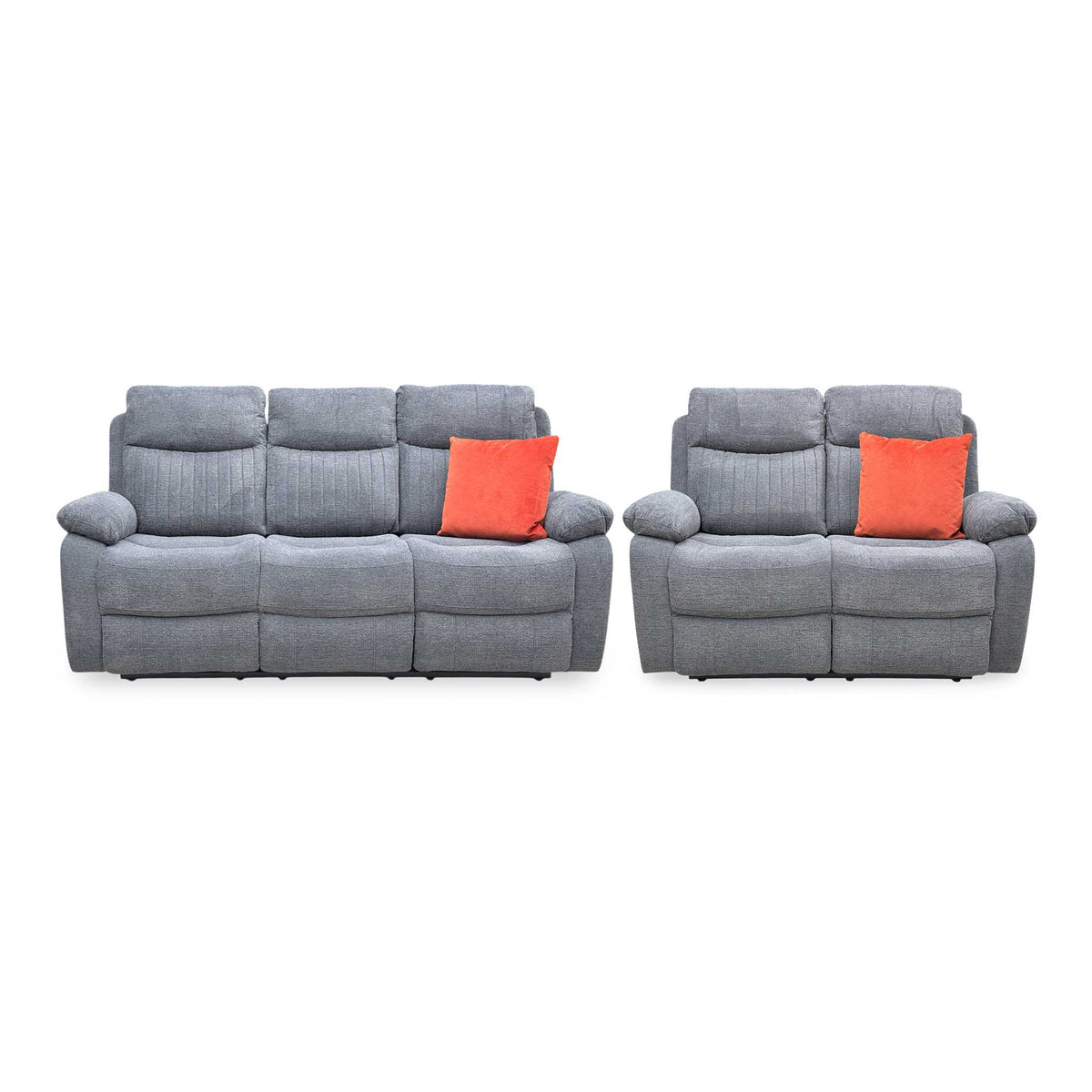 ‘Brystol’ Dark Grey Woven Fabric Set 3 + 2 Seater Power Recliner with Drop Down Cup Holder Sofa Set – view 7