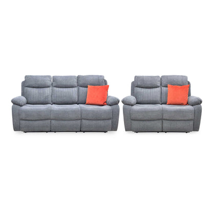 ‘Brystol’ Dark Grey Woven Fabric Set 3 + 2 Seater Power Recliner with Drop Down Cup Holder Sofa Set – view 7