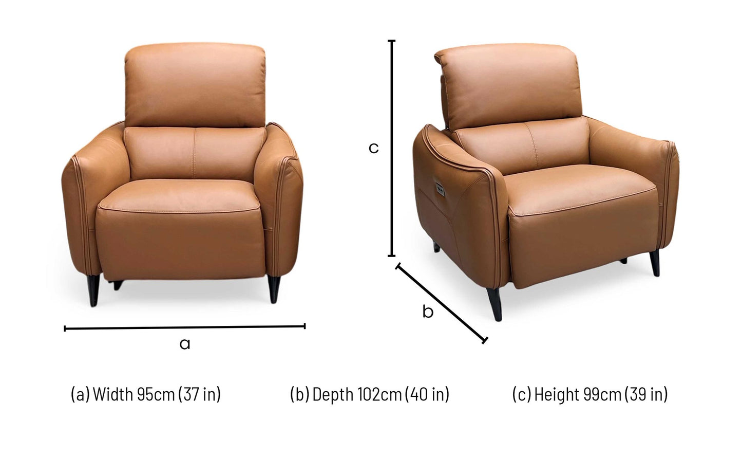 ‘Maddox’ Nn-575e Caramel Brown Leather Power Recliner Chair Furniture Village