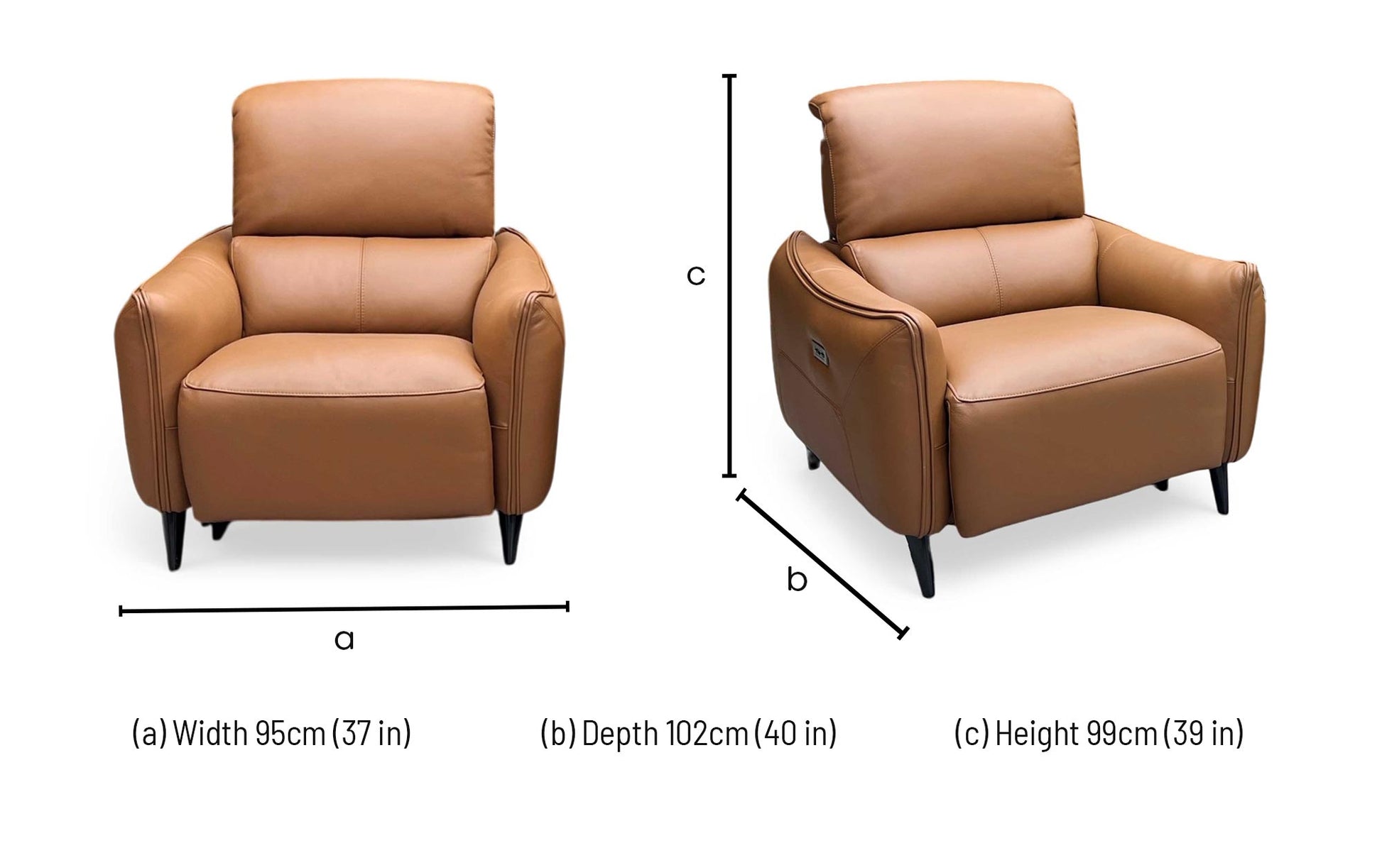 ‘Maddox’ Nn-575e Caramel Brown Leather Power Recliner Chair Furniture Village
