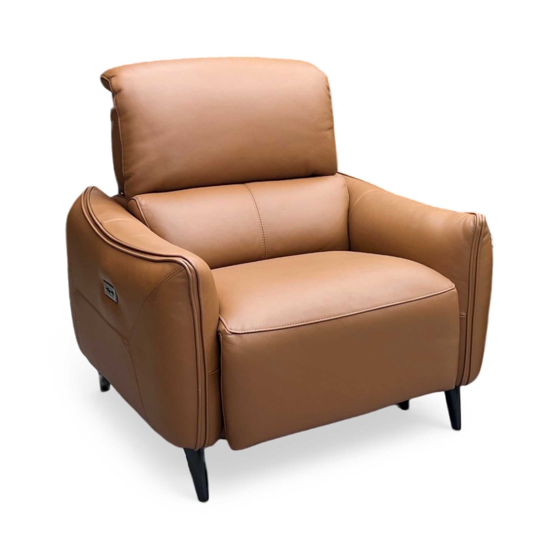 ‘Maddox’ Nn-575e Caramel Brown Leather Power Recliner Chair Furniture Village