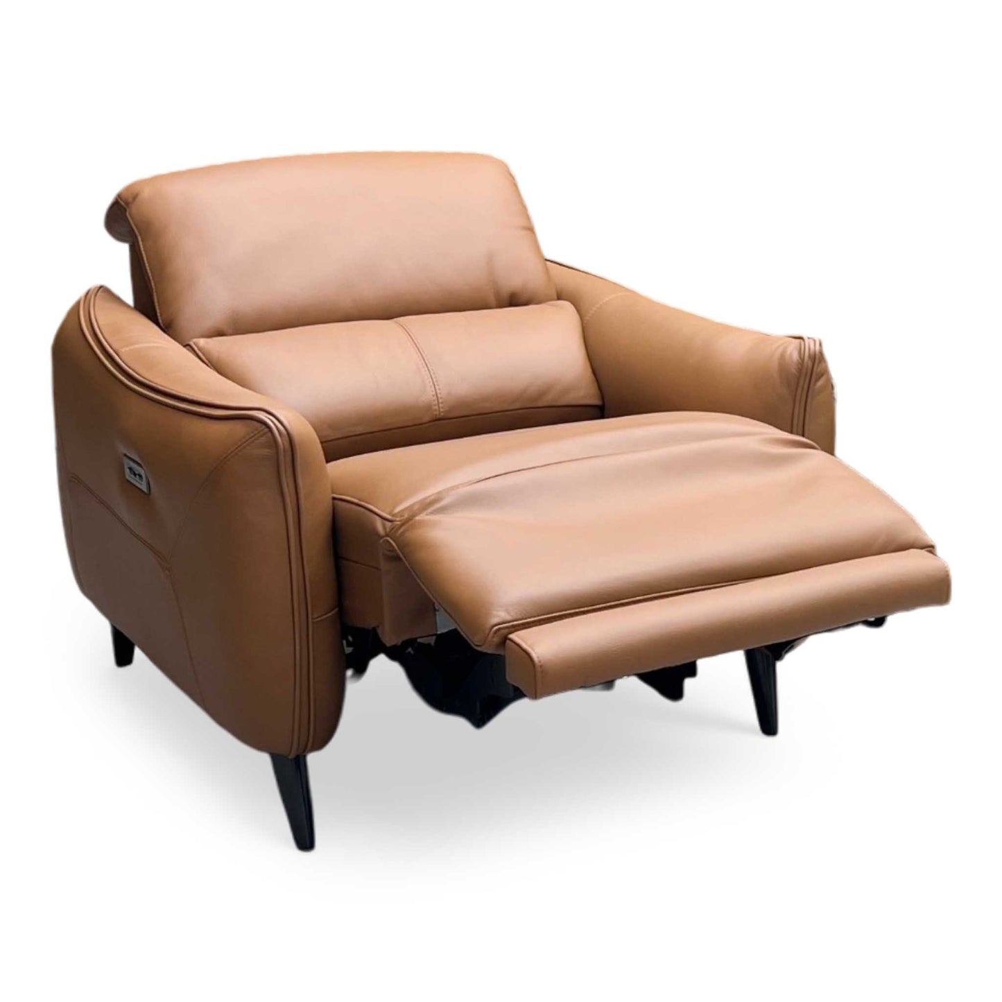 ‘Maddox’ Nn-575e Caramel Brown Leather Power Recliner Chair Furniture Village