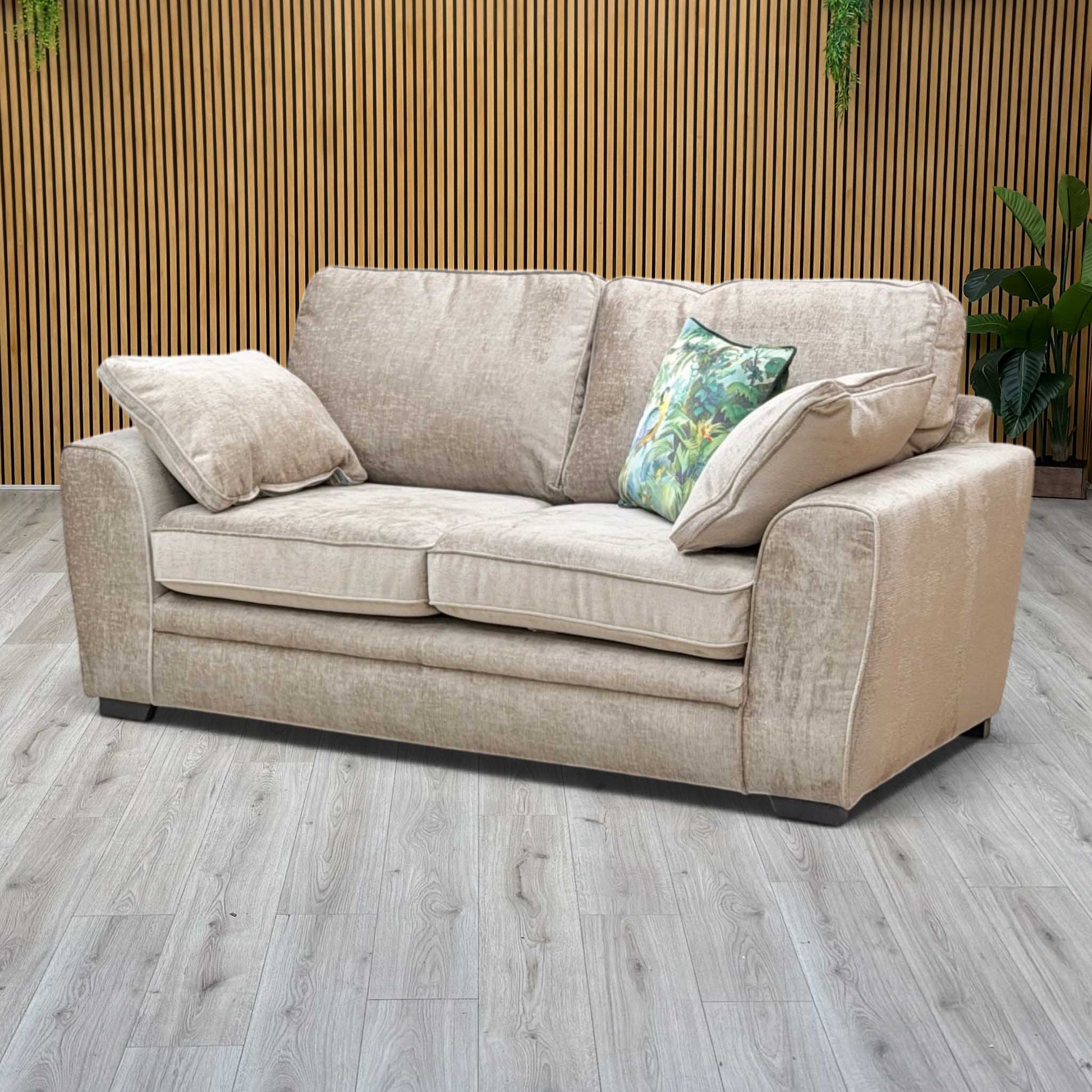 ‘Chalfont’ Adele Biscuit Brown Linen Fabric 2 Seater Sofa Sofology