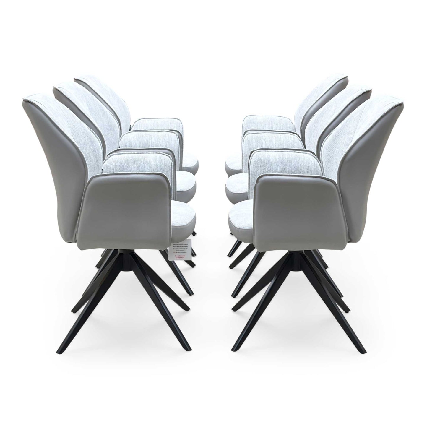 ‘Julio’ G5 Stone Grey Fabric Dining Arm Chairs - Set of 6