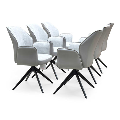 ‘Julio’ G5 Stone Grey Fabric Dining Arm Chairs - Set of 6