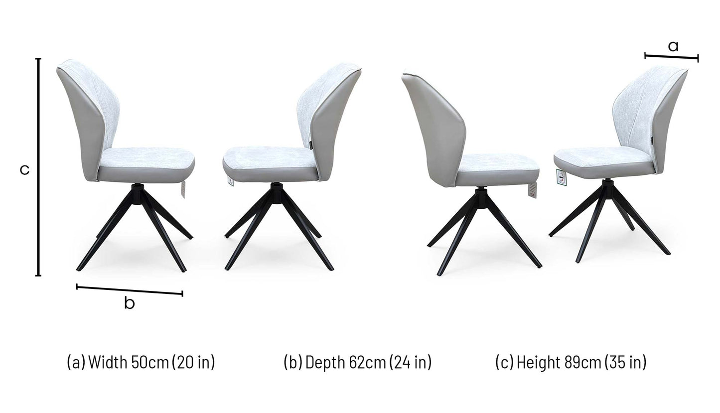 ‘Julio’ G5 Stone Grey Fabric Dining Chairs - Set of 2