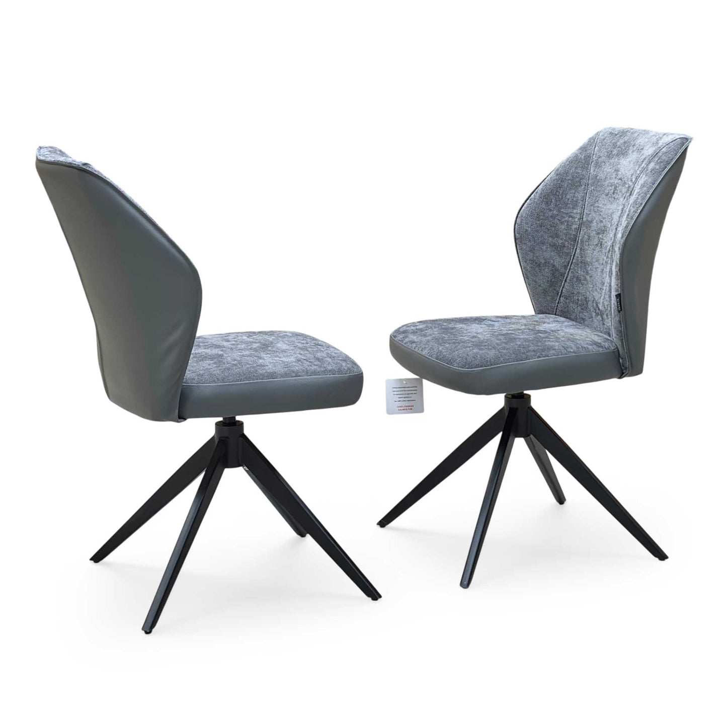 'Julio’ G6 Anthracite Grey Fabric Dining Chairs - Set of 2