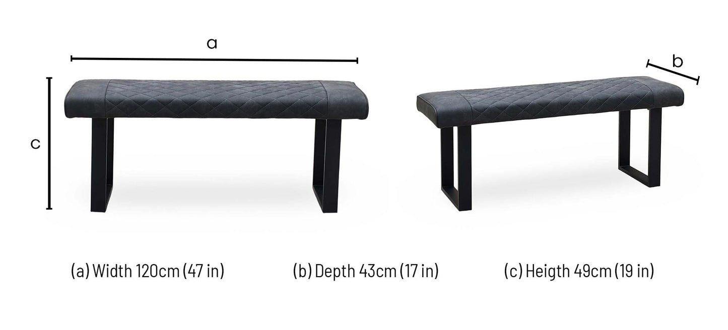 ‘Warrior' Grey Fabric Standard Dining Bench Furniture Village