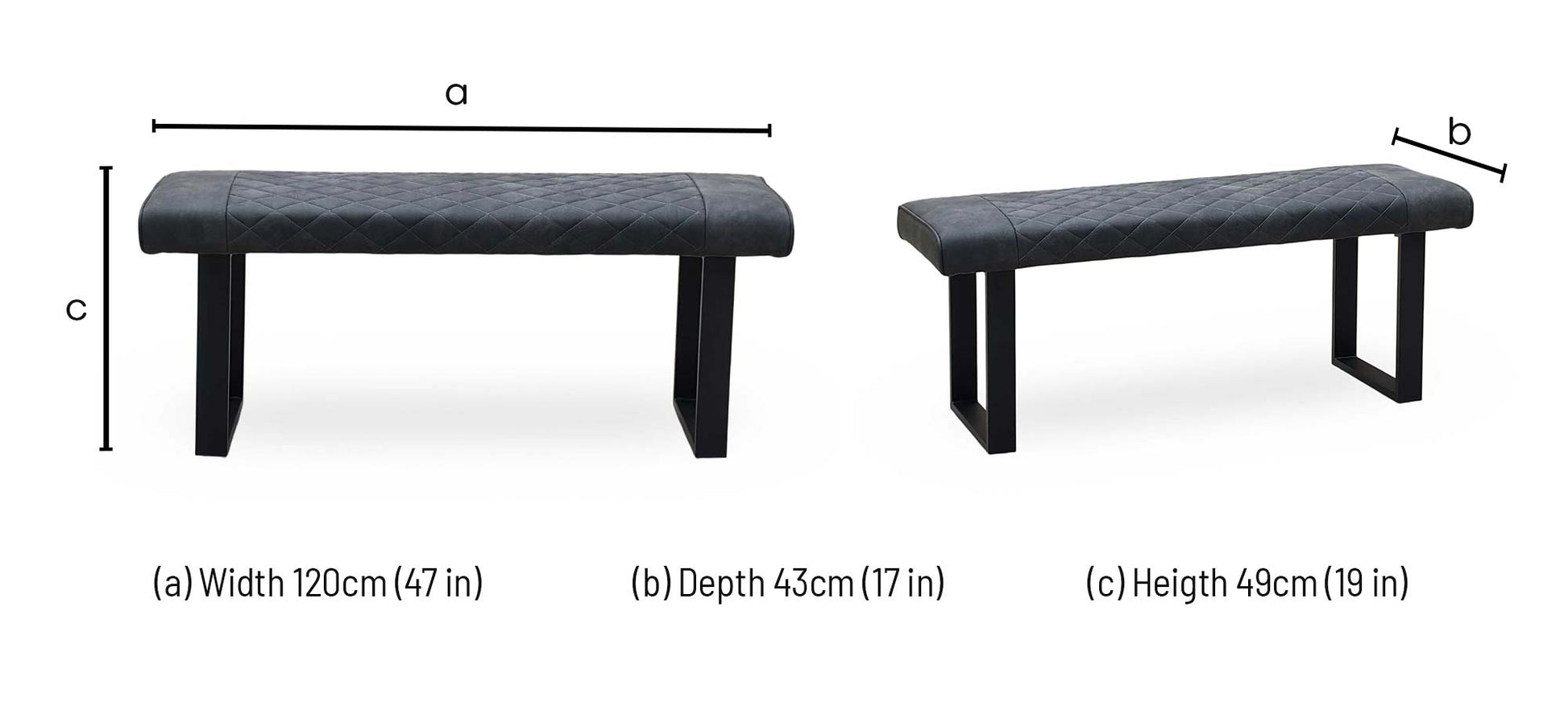 ‘Warrior' Grey Fabric Standard Dining Bench Furniture Village