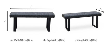 ‘Warrior' Grey Fabric Standard Dining Bench Furniture Village