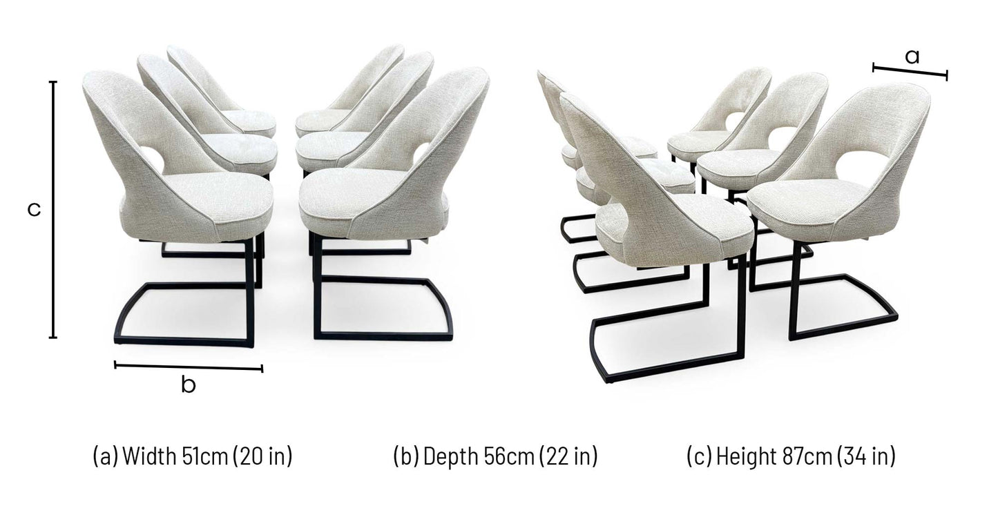 'Tiber' Alabaster Beige Fabric Set of 6 Cantilever Dining Chairs Furniture Village