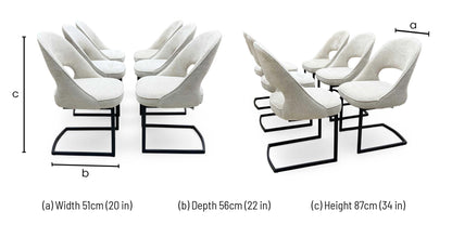 'Tiber' Alabaster Beige Fabric Set of 6 Cantilever Dining Chairs Furniture Village