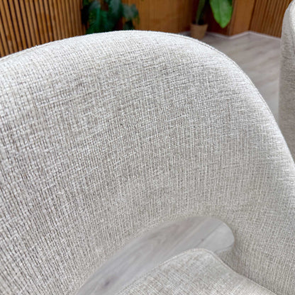 'Tiber' Alabaster Beige Fabric Set of 6 Cantilever Dining Chairs Furniture Village