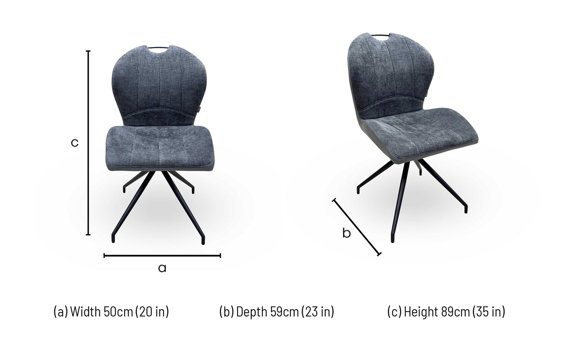'Raul' Anthracite Grey Fabric Swivel Dining Chair Furniture Village