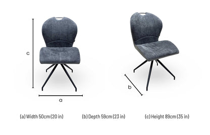 'Raul' Anthracite Grey Fabric Swivel Dining Chair Furniture Village