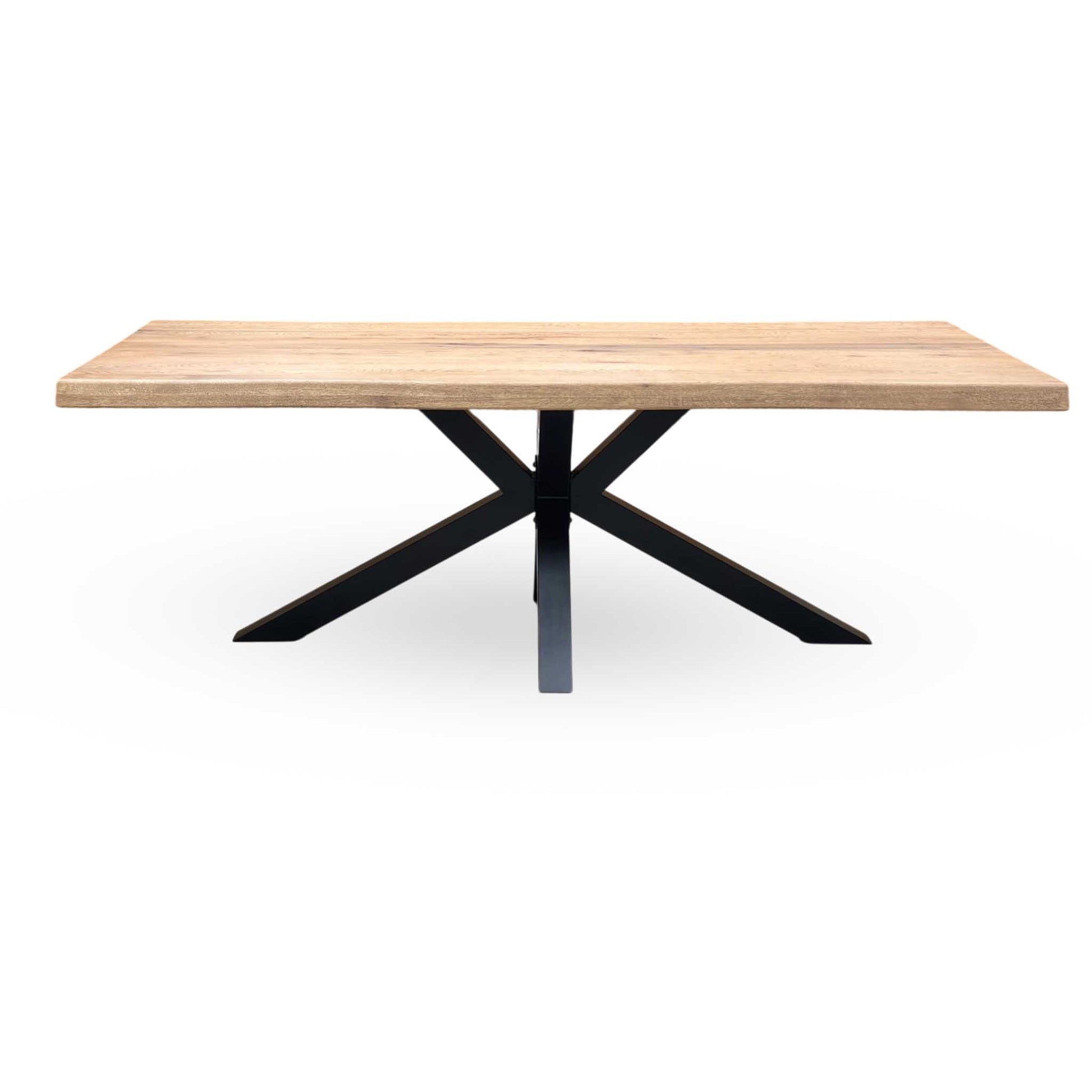 Bodahl 'Terra' 6 Old Bassano Solid Oak Raw Edge 220cm Dining Table with Metal Star Base Furniture Village