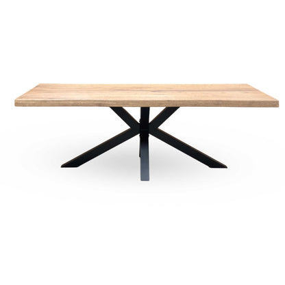 Bodahl 'Terra' 6 Old Bassano Solid Oak Raw Edge 220cm Dining Table with Metal Star Base Furniture Village