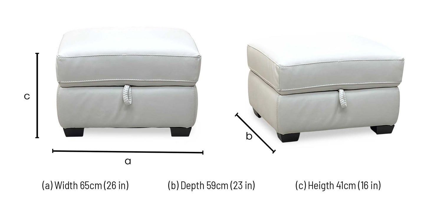 World of Leather ‘Nixon’ Nc-156e Frost White Leather Storage Footstool Furniture Village